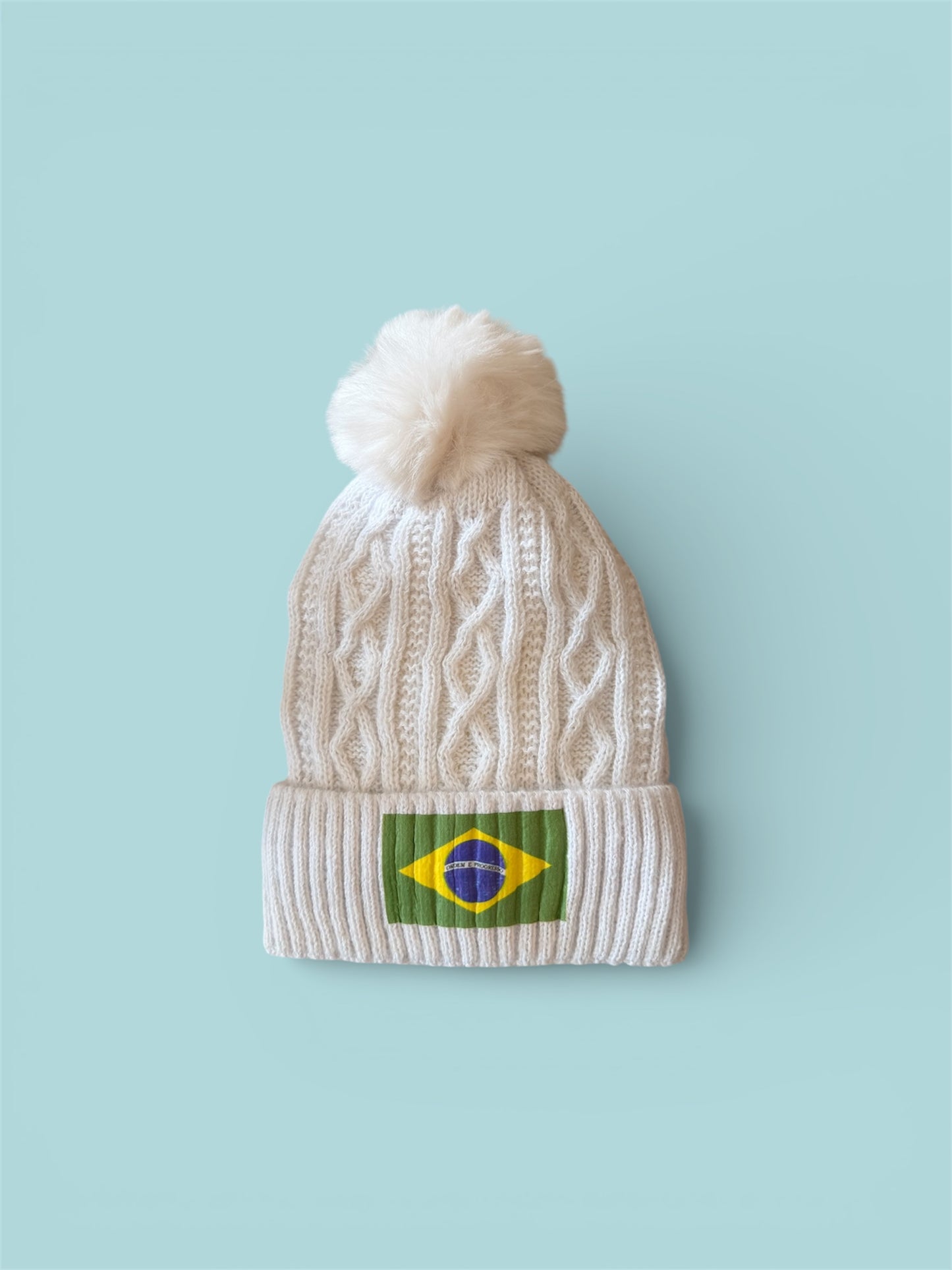 Gorro de Lã de Luxo / Beanie - Brasil Branco
