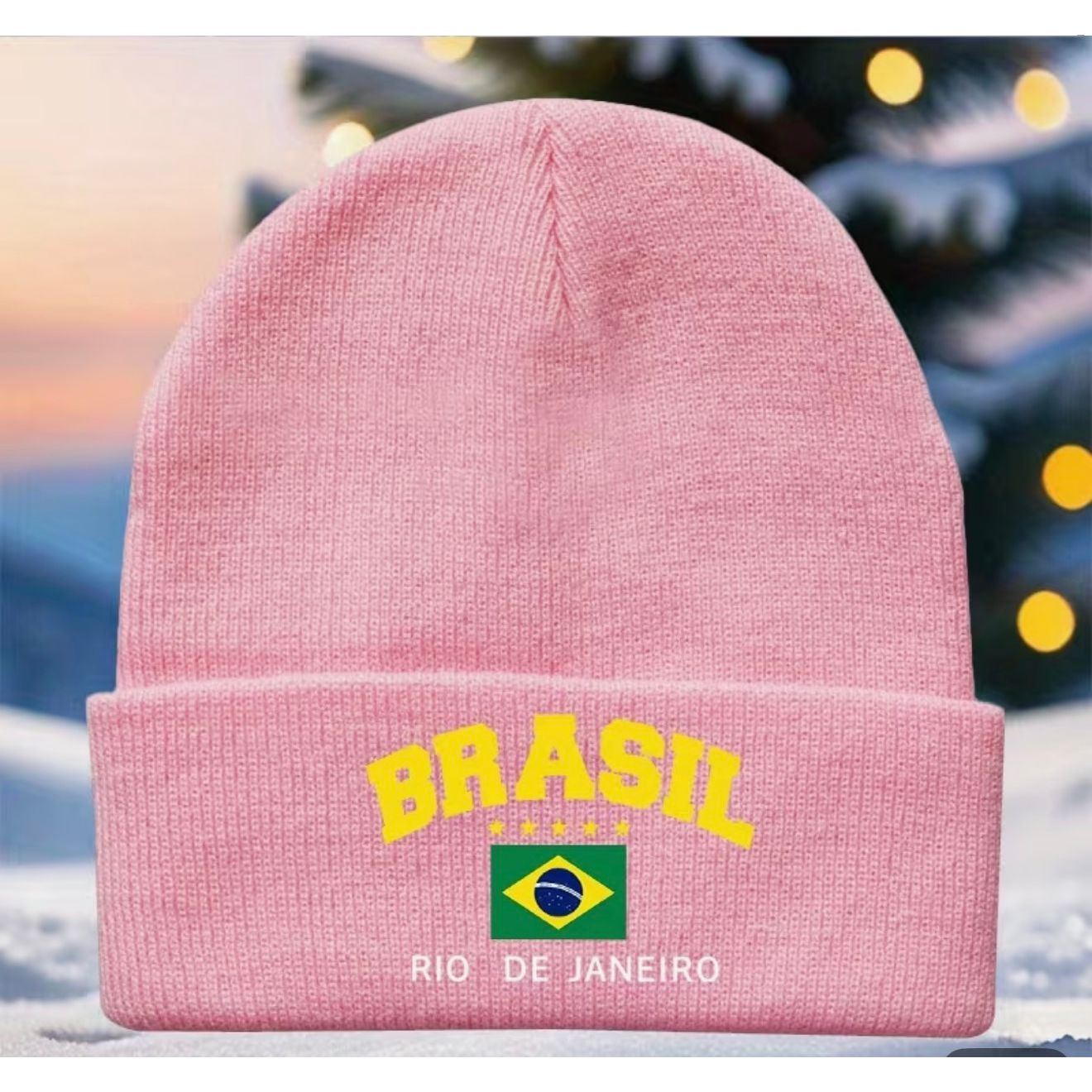 Beanie Hat - Brazil Pink