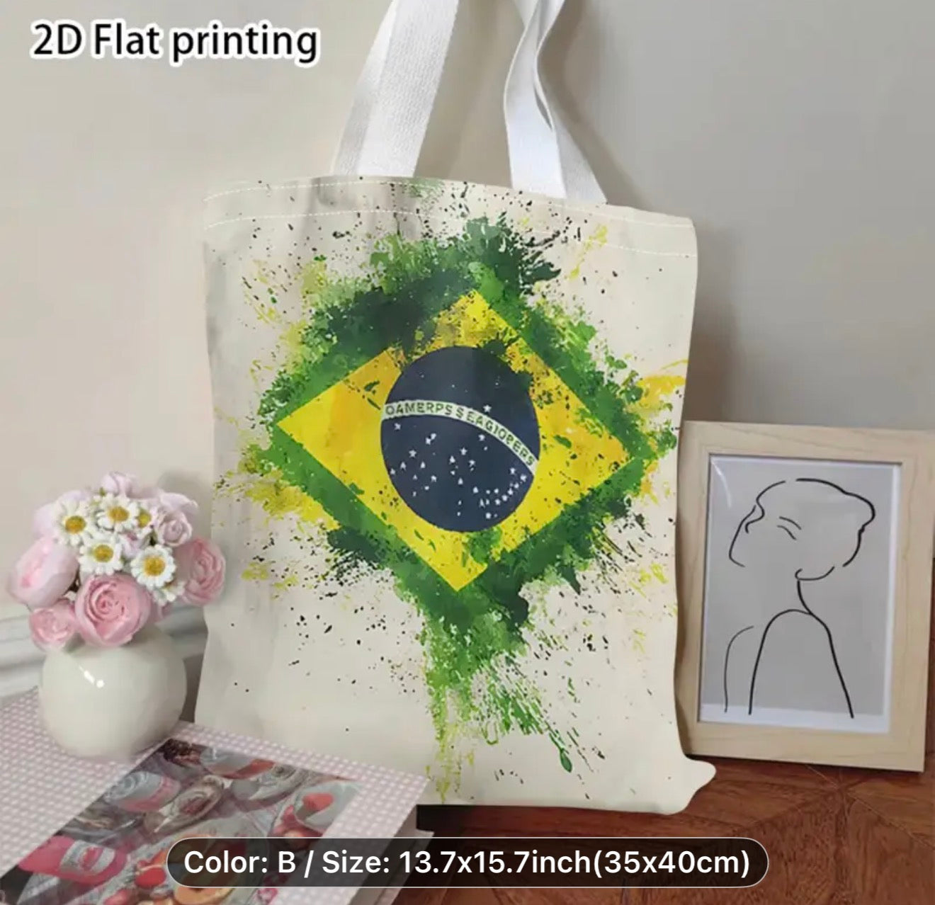 Tote Bag Brazilian Flag Large