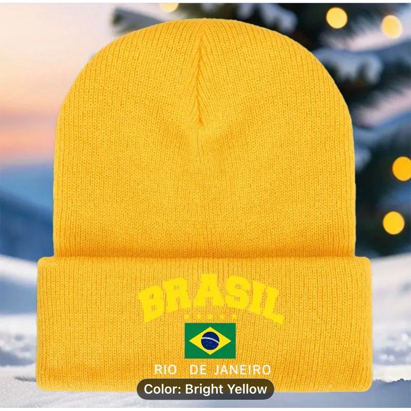 Beanie Hat - Brazil Yellow