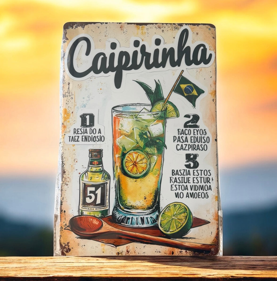 Brazilian Caipirinha Metal Wall Plaque.
