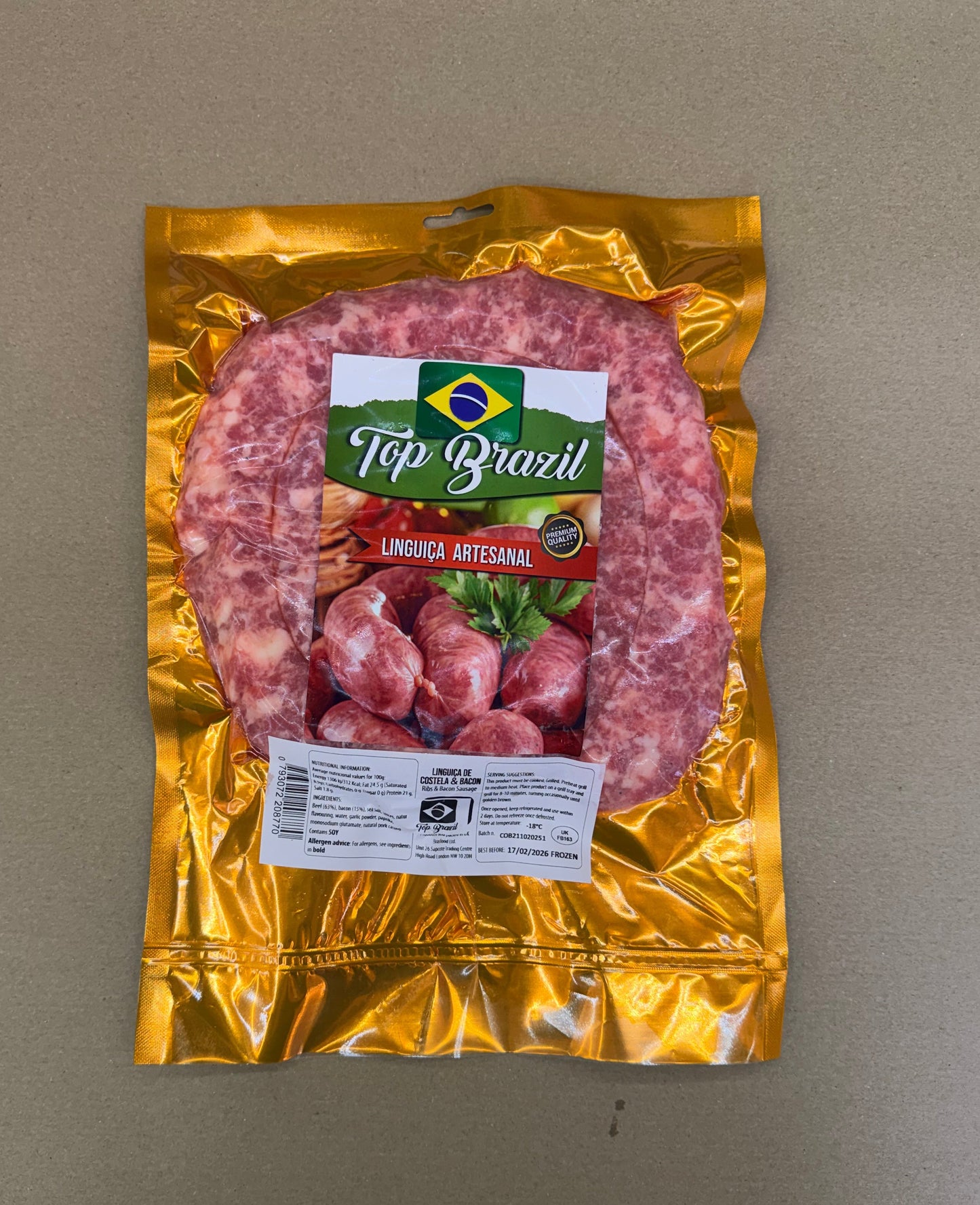 Linguicia Costela e Bacon Worst Top Brazilië 1.1 KG Ongeveer