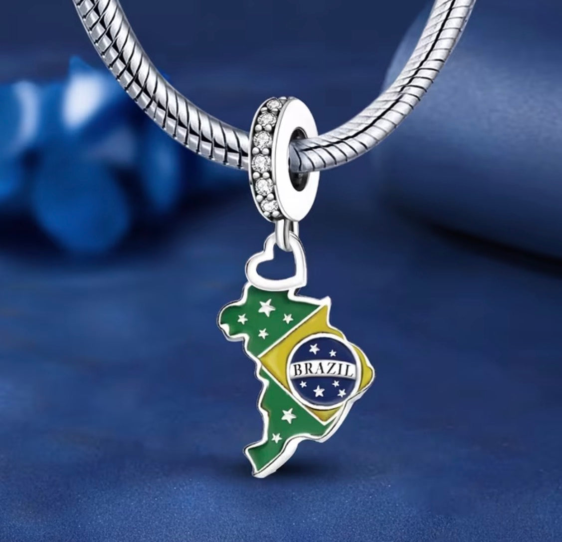 Brazil Silver Bracelet Charm accessory.