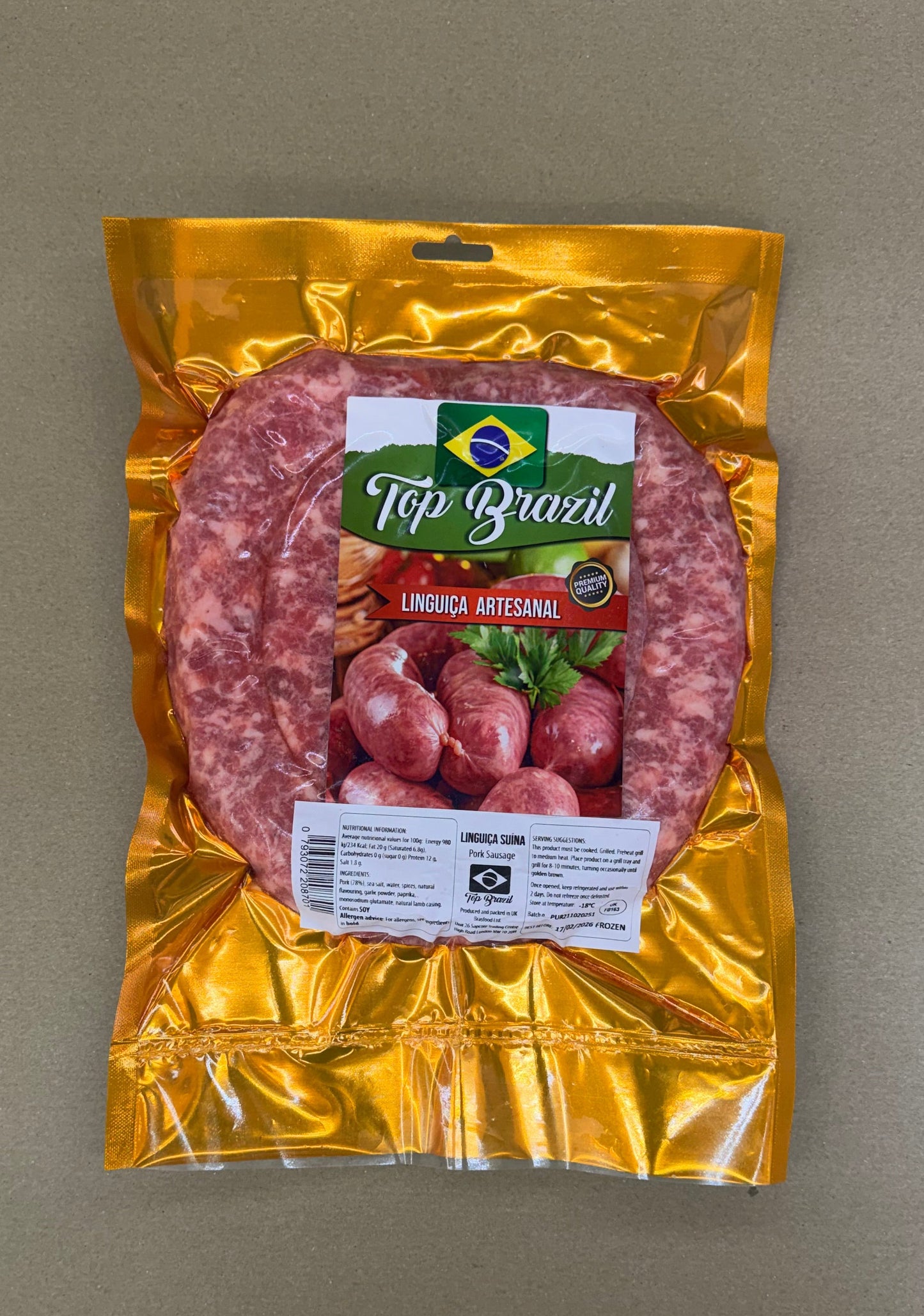 Linguicia Suína com Pimenta No.1 - 0.62 kg approx Sausage Top Brazil