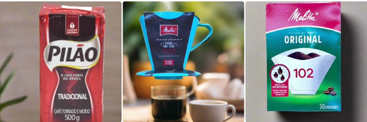Brazilian Personal Coffee Bundle - Pilao, Filter Holder, Filters pack.