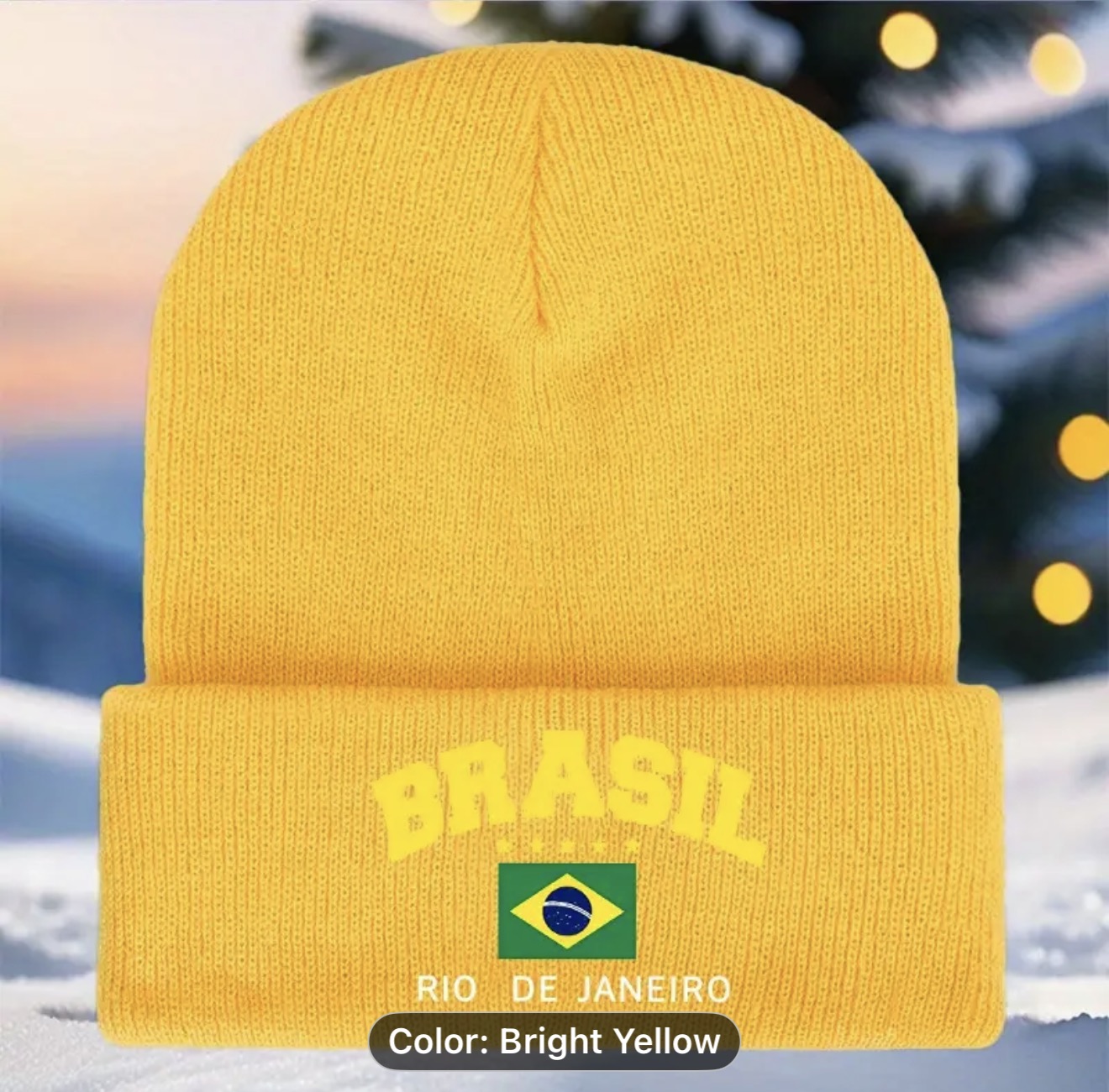 Beanie Hat - Brazil Yellow